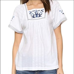 Madewell Alma Embroidered Peasant Top